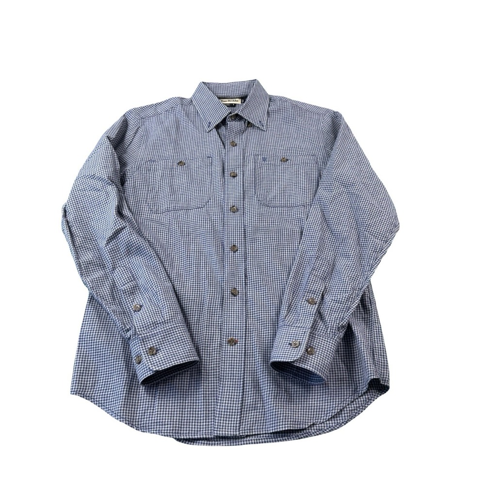Tom Backbe Blue Gray Checked Dual Pocket Men's L/S Button Front Sz S